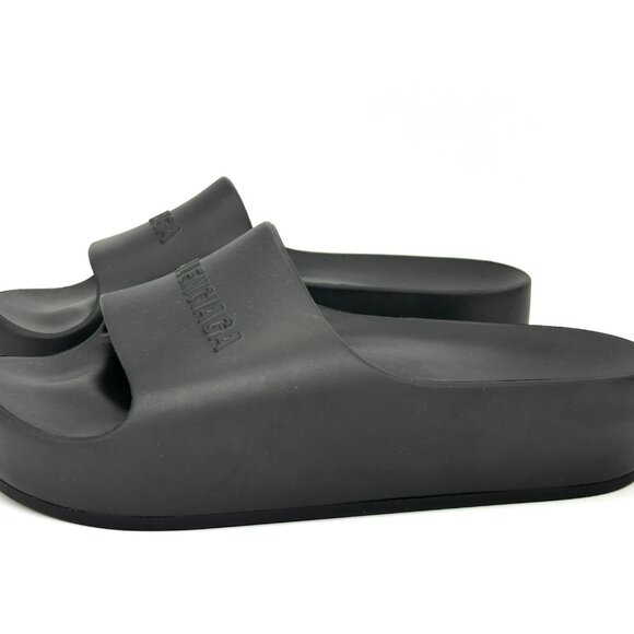 BALENCIAGA MONOSLIDE Sandals Mono Slides Rubber Pool Mules Shoes Black - Picture 13 of 16